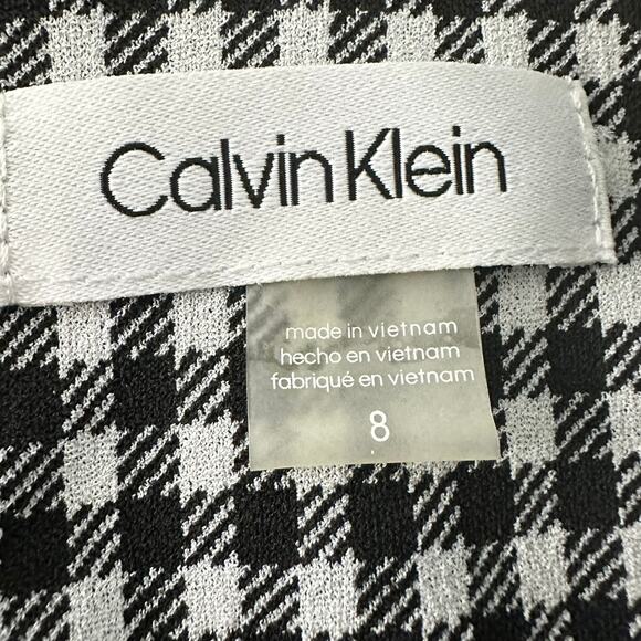 NWTs Calvin Klein Houndstooth Tulip Sleeve Mermaid Skirt Workwear Dress (8) - Picture 13 of 16